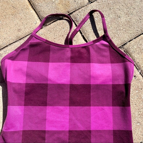 Ivivva girls racerback tank top purple checkered squares plaid size 12 - Picture 2 of 6